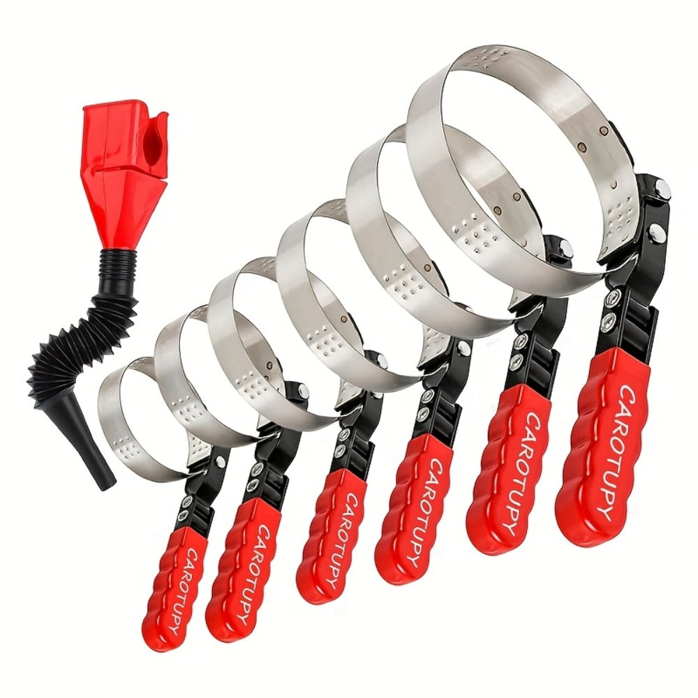 Oil Filter Removal Tool Kit 7-Piece Adjustable 3-Jaw Wrench 9" 12" Oil Filter Pliers Anti-Slip PVC Handle Fits 2-3/4" to 5-1/4" Filters