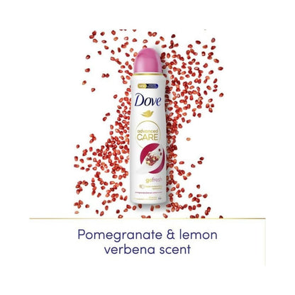 Pomegranate & Lemon Verbena Body Spray for Women Dove Go Fresh 150ml Long Lasting Freshness Quick Dry Invisible No White Marks Non-Sticky