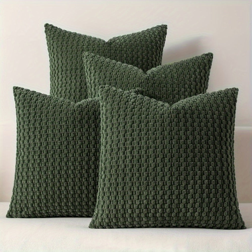 Velvet Throw Pillow Covers 4-Pack 20x20 Inch - Double-Sided Cushion Covers with Zipper Closure