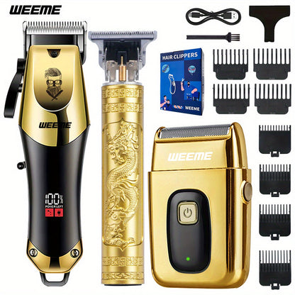 Hair Clipper WEEME One-, Two- or Three-Piece Grooming Sets with LCD Displays, USB Charging and Four Options