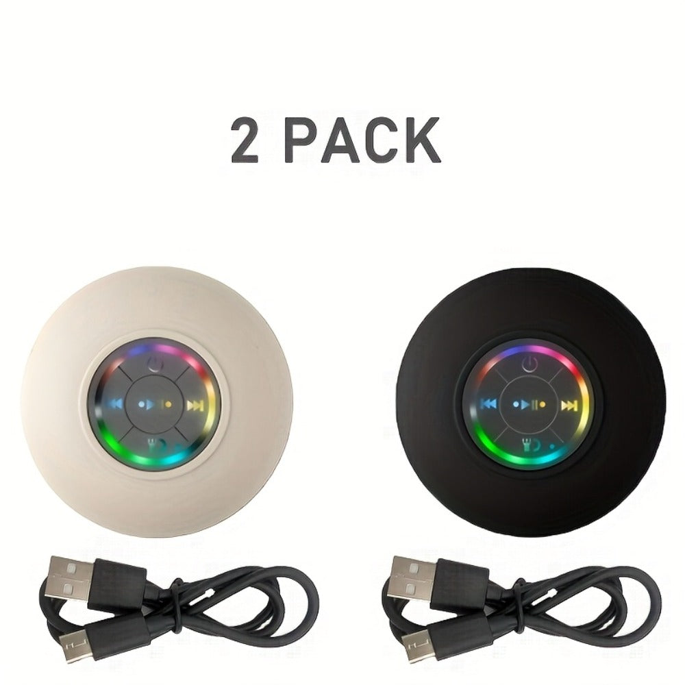 Bathroom Shower Speaker with LED Light, Wireless Bluetooth Speaker, USB Rechargeable 400mAh Battery