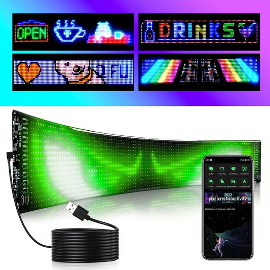 Car LED Light Panel USB Powered Smart Display, App Control, Eye-Shaped Design, Programmable LED Matrix Screen