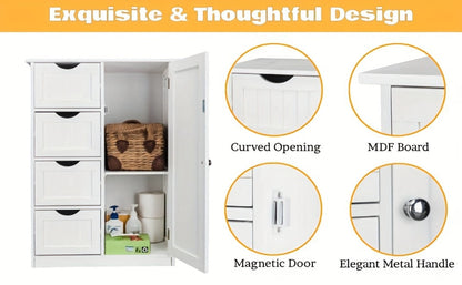 Bathroom Storage Cabinet with Drawers – Waterproof Freestanding Floor Cabinet with 4 Drawer Organizer for Bathroom, Bedroom, Living Room