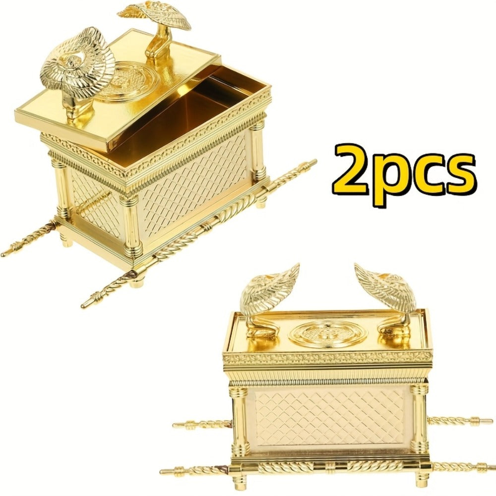 Ark of the Covenant Figurine – Golden Artisan Tabletop Statue, Spiritual Religious Decor for Home & Office, Hanukkah