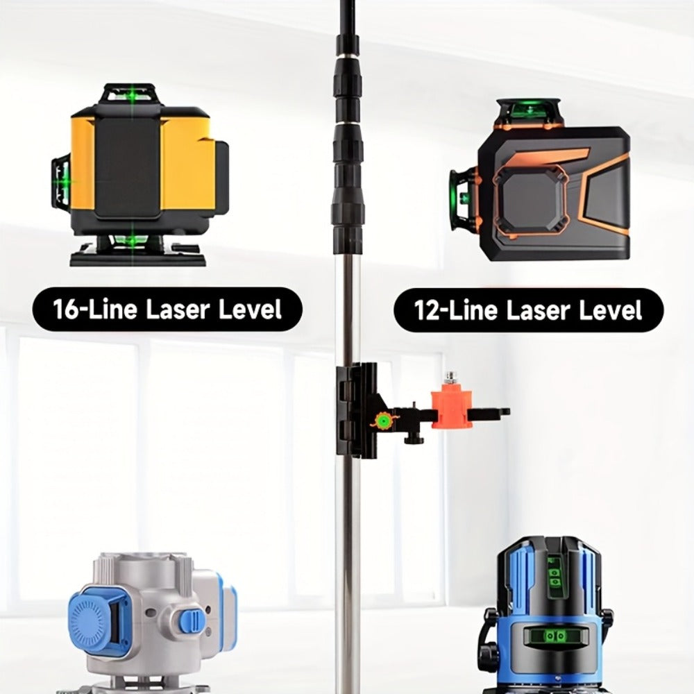 Telescoping Laser Level Pole 15.4ft / 4.7m – Adjustable Extension Rod with 1/4"-20 & 5/8"-11 Thread Mount for Rotary and Line Lasers