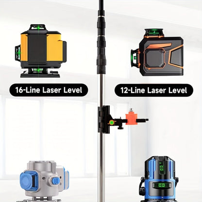 Telescoping Laser Level Pole 15.4ft / 4.7m – Adjustable Extension Rod with 1/4"-20 & 5/8"-11 Thread Mount for Rotary and Line Lasers