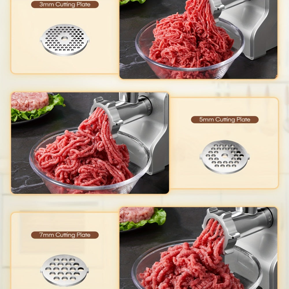 Electric Meat Grinder 5-in-1 with Sausage Stuffer Vegetable Slicer Tomato Juicer Kubbe Kit 3 Grinding Plates 3 Speed Settings per Min