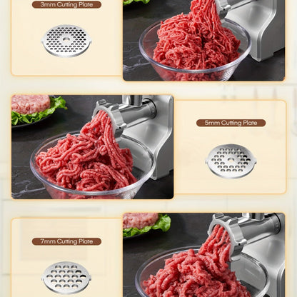 Electric Meat Grinder 5-in-1 with Sausage Stuffer Vegetable Slicer Tomato Juicer Kubbe Kit 3 Grinding Plates 3 Speed Settings per Min