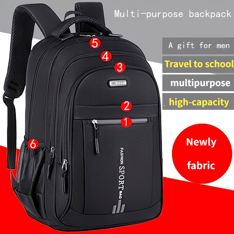 Business Travel Backpack for Men – Large Capacity Durable Nylon, Multi-Compartment, Adjustable Shoulder Straps