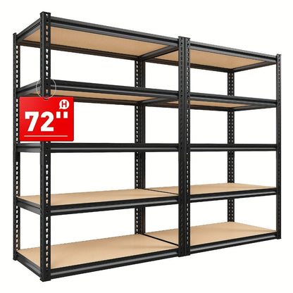 Metal Garage Shelving Unit 72"H - Adjustable Steel Storage Shelf Rack for Garage, Basement & Warehouse
