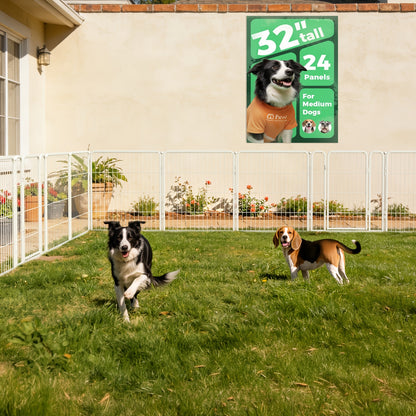 Dog Playpen with Gate – Heavy Duty Metal Pet Exercise Pen for Large Medium Small Dogs, 8/16/24/32/48 Panels, 24/32/40/45/50 Inch Height