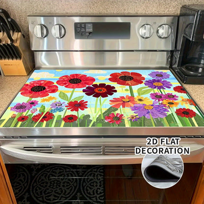 Stove Top Cover Mat Classic Tree Design, Heat-Resistant Decorative Stove Protector Pad with Branches & Leaves