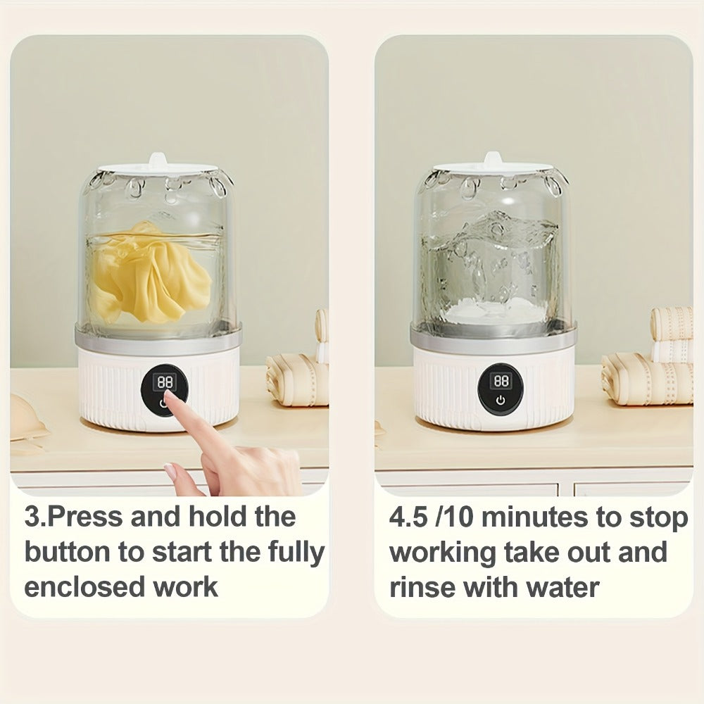 Portable Mini Washing Cup One-Button Start 2 Modes Impeller Hand-Wash Simulation Space-Saving for Entryways, Bedrooms and Living Spaces