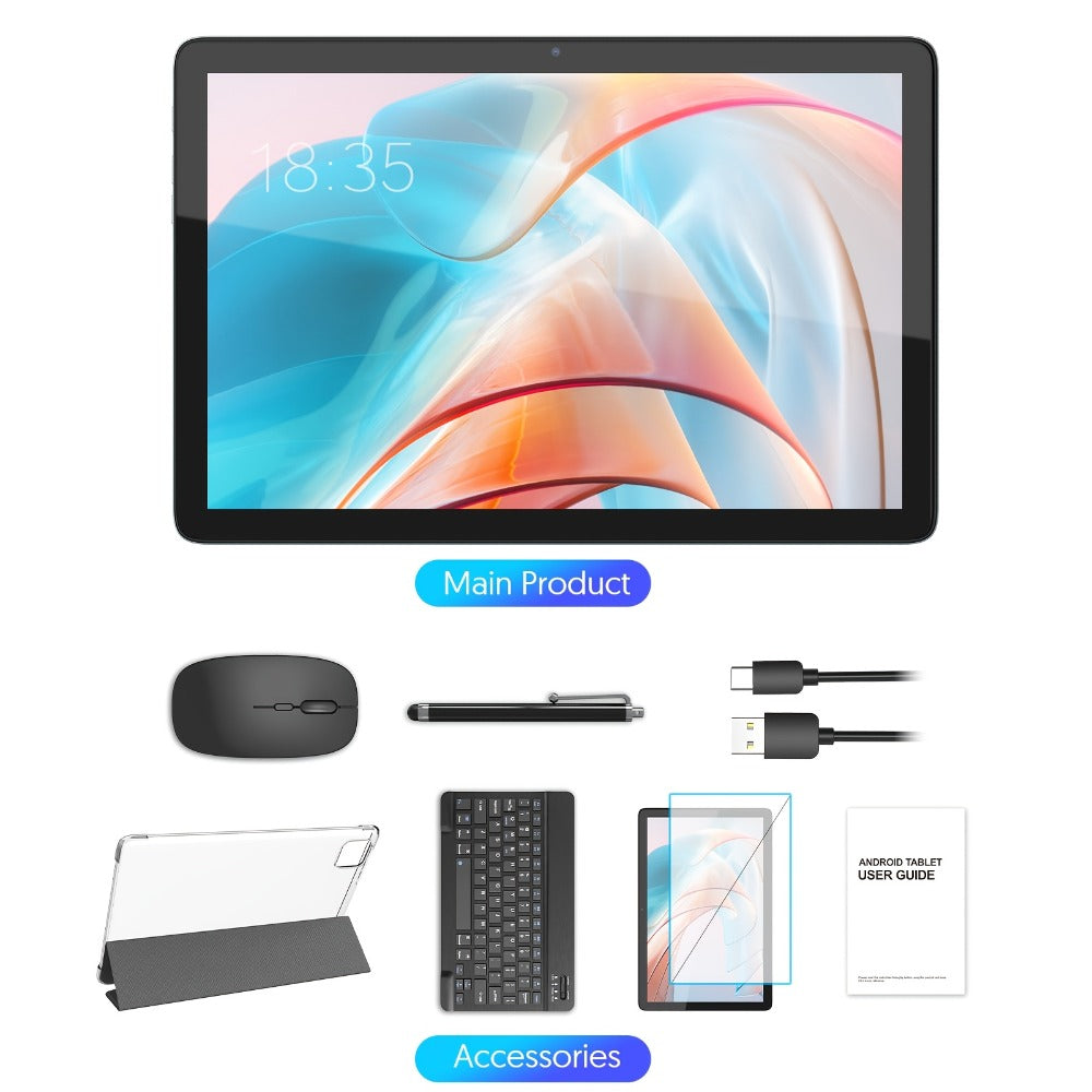Android Tablet 10 or 11-Inch with Android 14, 8GB Total RAM, 128GB Internal Storage and 8000mAh Battery