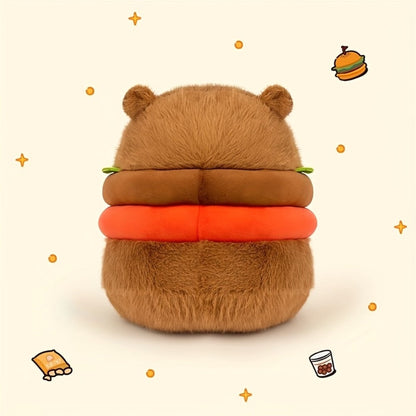 Capybara Plush Stuffed Animal Hamburger Burger Hat Funny Kawaii Plush Toy with the Listed Color, Size or Set Options for Everyday Use