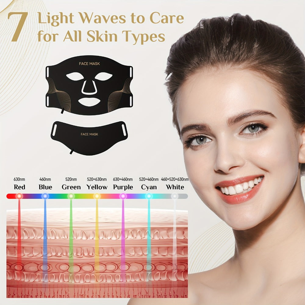 LED Light Therapy Face Mask 7 Color Red Light FDA Cleared Face and Neck Mask for Acne for Entryways, Bedrooms and Living Spaces