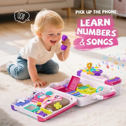 Musical Busy Board Bus Toy for Toddlers 18 Months, Pink Baby Activity Board with the Listed Color, Size or Set Options for Everyday Use