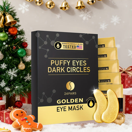 Under Eye Patches 24 Pairs Gold Collagen Hyaluronic Acid Glycerin – Hydrating Eye Mask for Dark Circles Puffiness