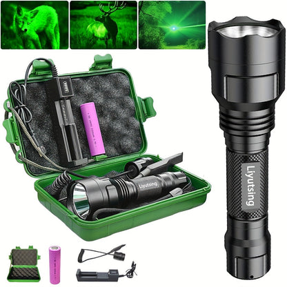 Flashlight Red, Green or White Hunting Light with Remote Switch, 18650 Battery and Mount Options
