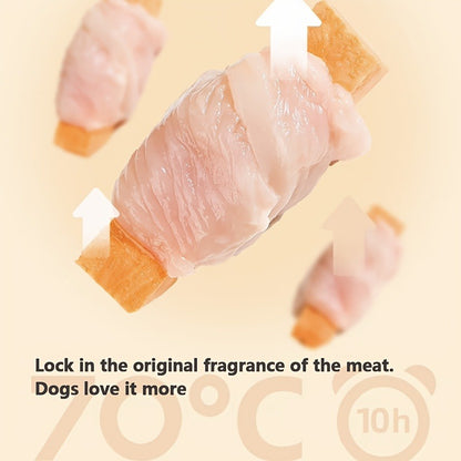 Training Treats, Duck Jerky Dog Treats – Chicken-Wrapped Sweet Potato Sticks, Chewy Long Lasting Chews for Small Medium Large Dogs