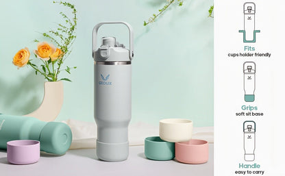 GEDUX Stainless Steel Water Bottle with Handled Lid and Removable Cup in 32oz or 40oz and Nine Styles