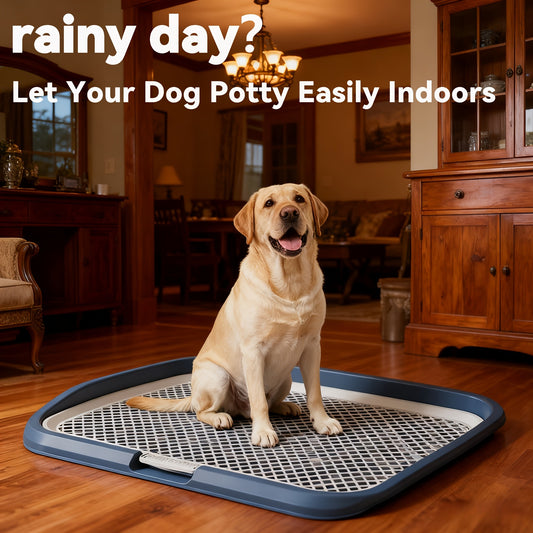 Indoor Dog Potty Tray with Removable Grating – Leak-Proof Puppy Training Toilet, Washable Pee Pad Holder for Apartments