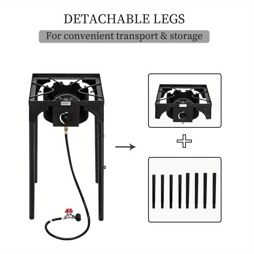 Outdoor Propane Burner Stove Cast Iron High Pressure Gas Cooker with Detachable Stand Legs