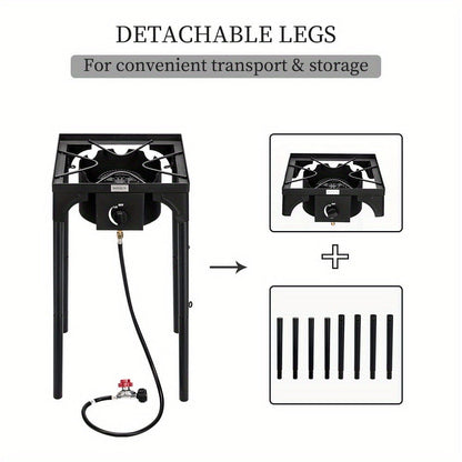 Outdoor Propane Burner Stove Cast Iron High Pressure Gas Cooker with Detachable Stand Legs
