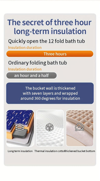 Foldable Bathtub 130 Gallon XL Deep Soak Tub for Adults, Ice Bath & Hot Spa, Indoor Outdoor, One-Piece Fold-Flat Design 31.5"x31.5"x26"
