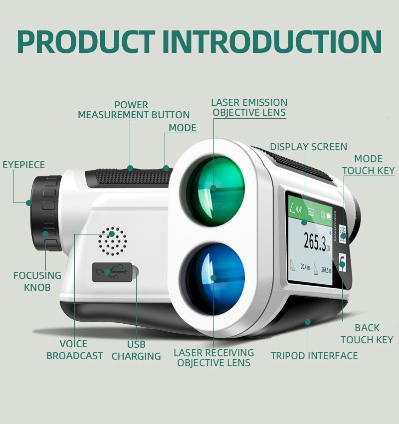 Laser Rangefinder 1000 Yard with Slope Compensation & Vibration Lock – USB Rechargeable Golf Rangefinder with Side Display Voice Broadcast 9
