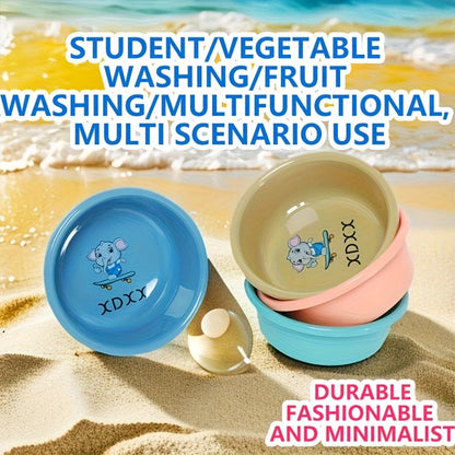 Plastic Wash Basin 12 Quart Stackable Round Tub – Portable Household Washing Bowl for Kitchen, Camping, Face Washing