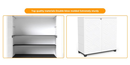 Outdoor Storage Cabinet with Doors & Metal Shelves, for Garden, Patio and Yard Use, with the Listed Configuration