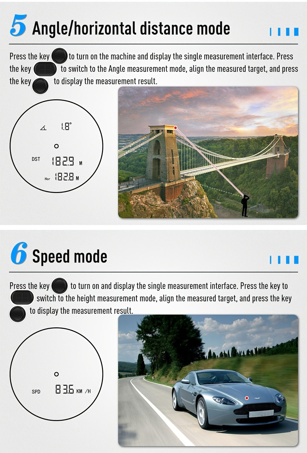 White Golf Laser Rangefinder, Model LAB12 with 1200-Yard Source Rating, 6x Optics and USB Charging