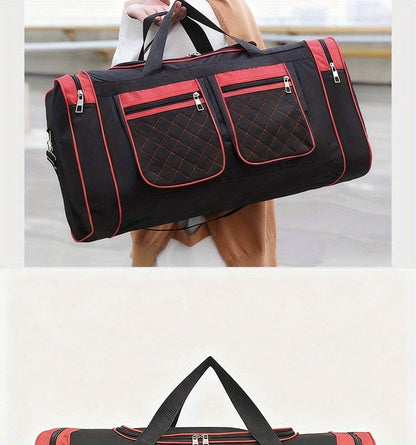 Gym Duffel Bag Large Capacity Travel Bag for Men Women Heavy Duty Polyester Multi Pocket Adjustable Shoulder Strap Zipper Closure