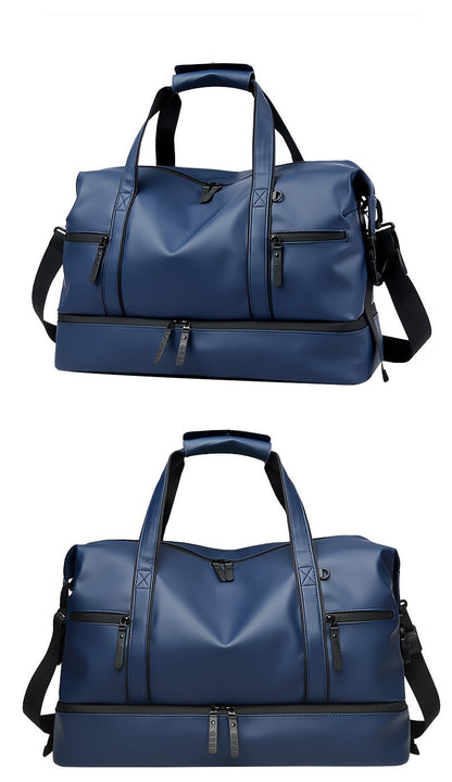 Gym Duffel Bag with Wet Pocket & Shoe Compartment – Foldable PU Leather Sports Travel Bag for Workouts, Weekend Trips & Everyday Use