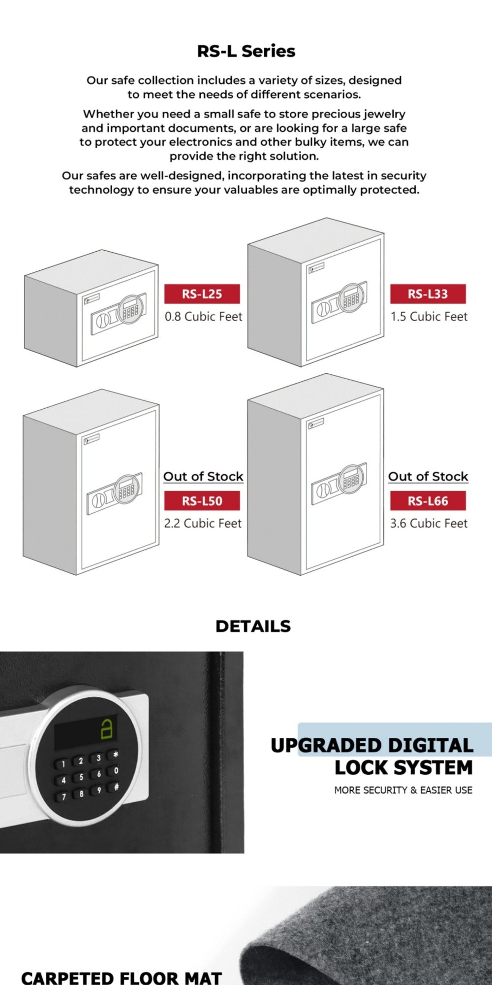 Fireproof Home Safe Box with Digital Keypad and Key Lock Steel Security Safe for Money for Entryways, Bedrooms and Living Spaces