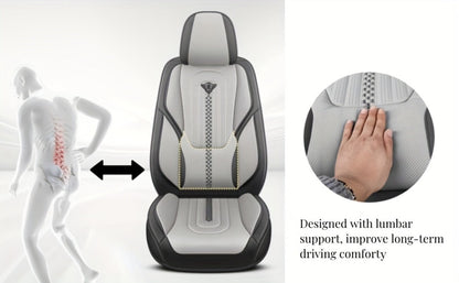 Contoured Front Car Seat Cushion Covers with Headrest Pads in Four Two-Tone Color Option Sets