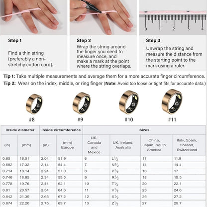 Smart Ring Fitness & Health Tracker for Men & Women, Heart Rate, Sleep, Steps, Calories, Body Temp & HRV Monitoring