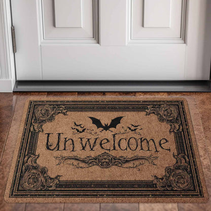 Gothic Bat Unwelcome Doormat Welcome Mat Halloween Home Decor Entrance Rug Indoor Floor Mat