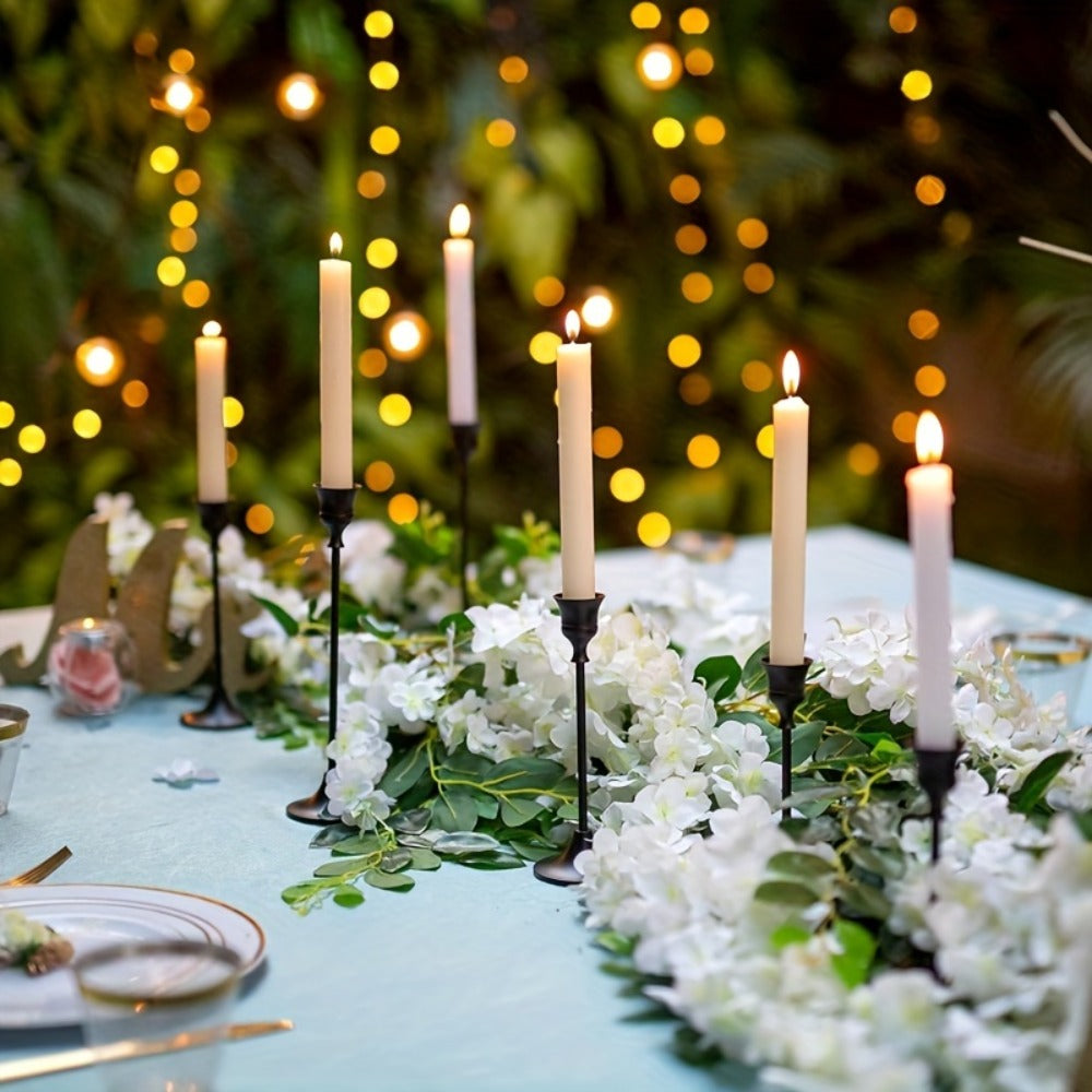 Metal Bell Candlestick Holders Set, Vintage Copper & Black Taper Candle Holders for Wedding Centerpieces