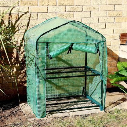 Mini Greenhouse with Steel Frame & Roll-Up Zipper Door, Portable Indoor Outdoor Plant Greenhouse