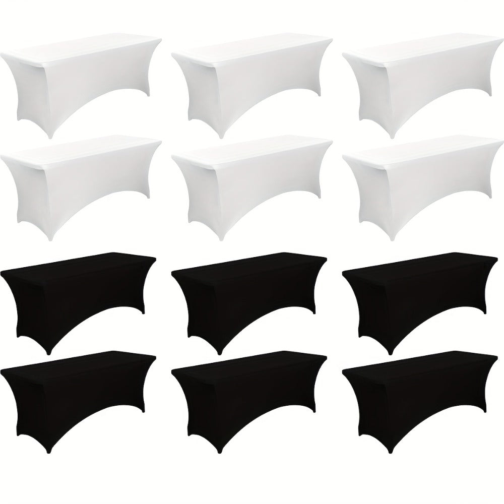 Tablecloth Fitted Stretch Cover Bulk Pack for 6-Foot Rectangle Tables in 6, 12 or 24 Pieces