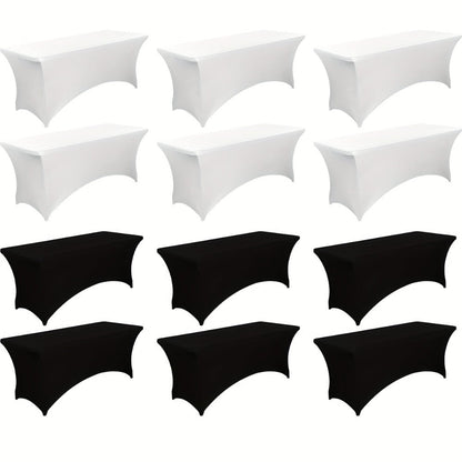 Tablecloth Fitted Stretch Cover Bulk Pack for 6-Foot Rectangle Tables in 6, 12 or 24 Pieces