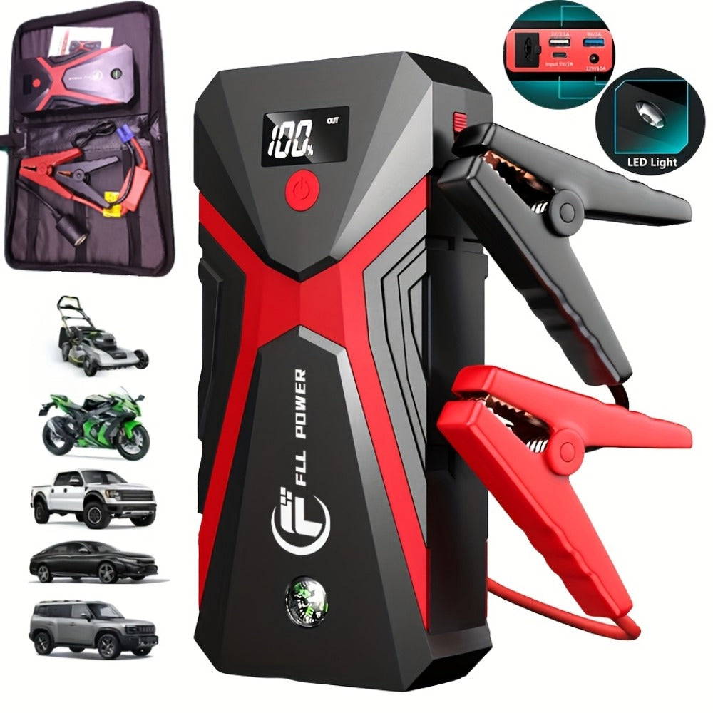 12V Jump Starter with F07, F13, F19 or F03 Black Model Options, Digital Display, LED Light and USB Connections