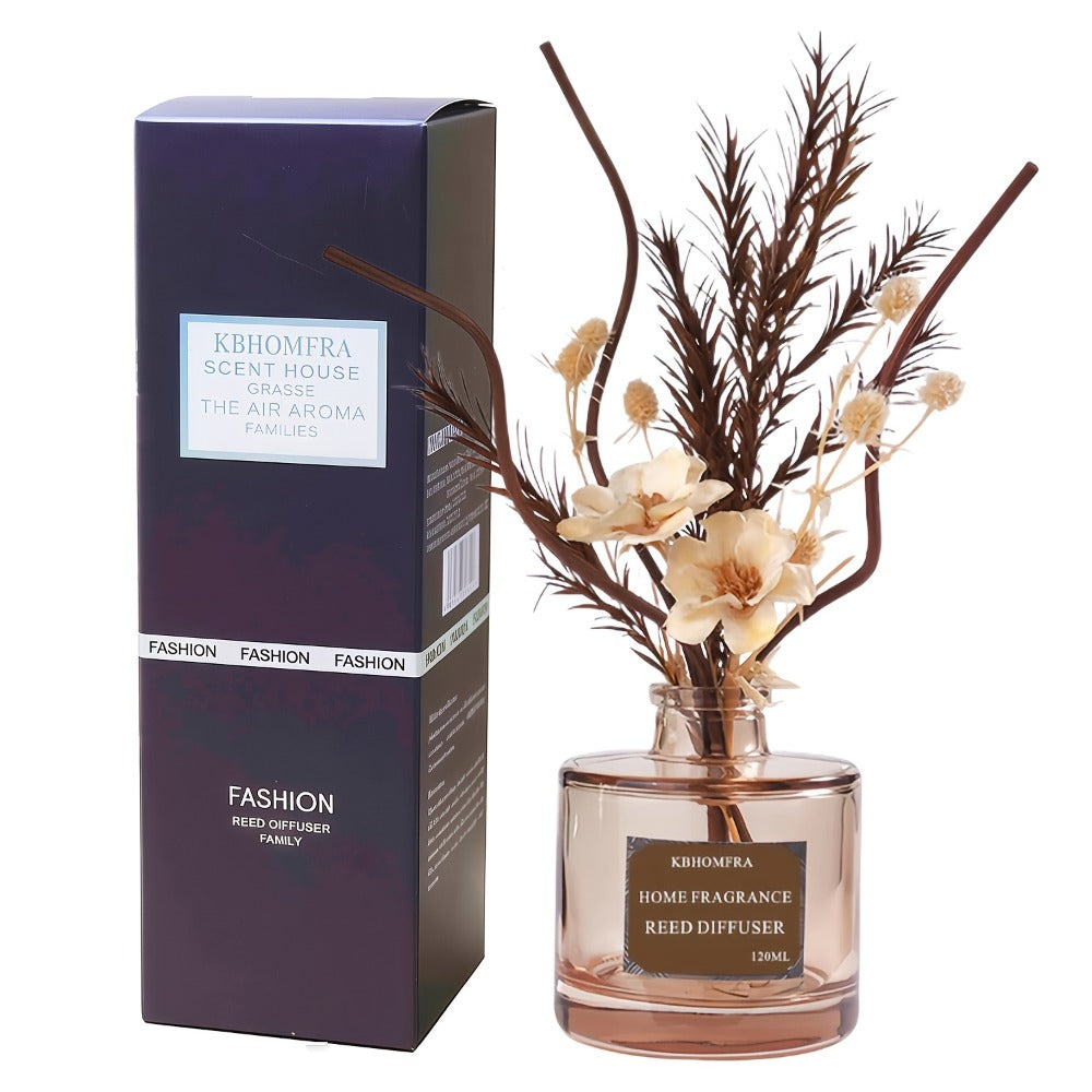 Reed Diffuser Set with Dried Flowers, Jasmine, Cedar, Sandalwood & Gardenia Scents, 120ml 90-Day Home Fragrance