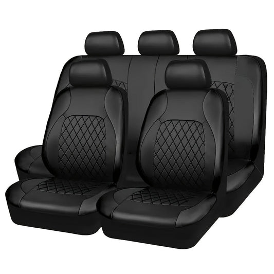Car Seat Covers 5-Seat Nappa-Style PU Leather Full Set in Red, Blue, Black and Gray Color Options