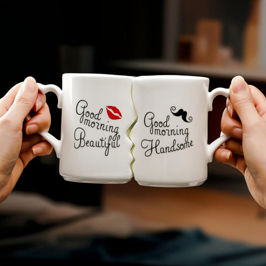 Kissing Couple Ceramic Mug Set 2pcs – Love Coffee Mug Anniversary Wedding Valentine Gift 360ml