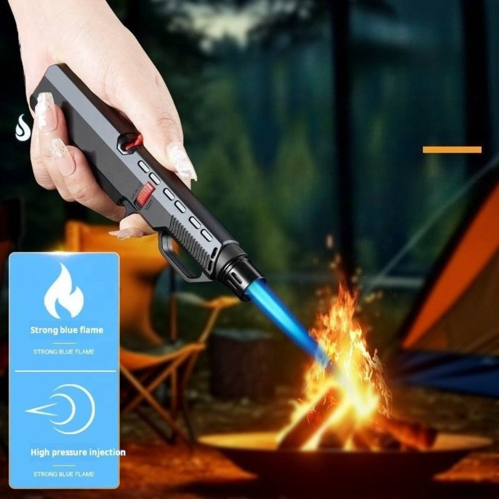 1300° Outdoor Windproof Torch Lighter Blue Flame with Safety Lock & Grip - Refillable for Candles