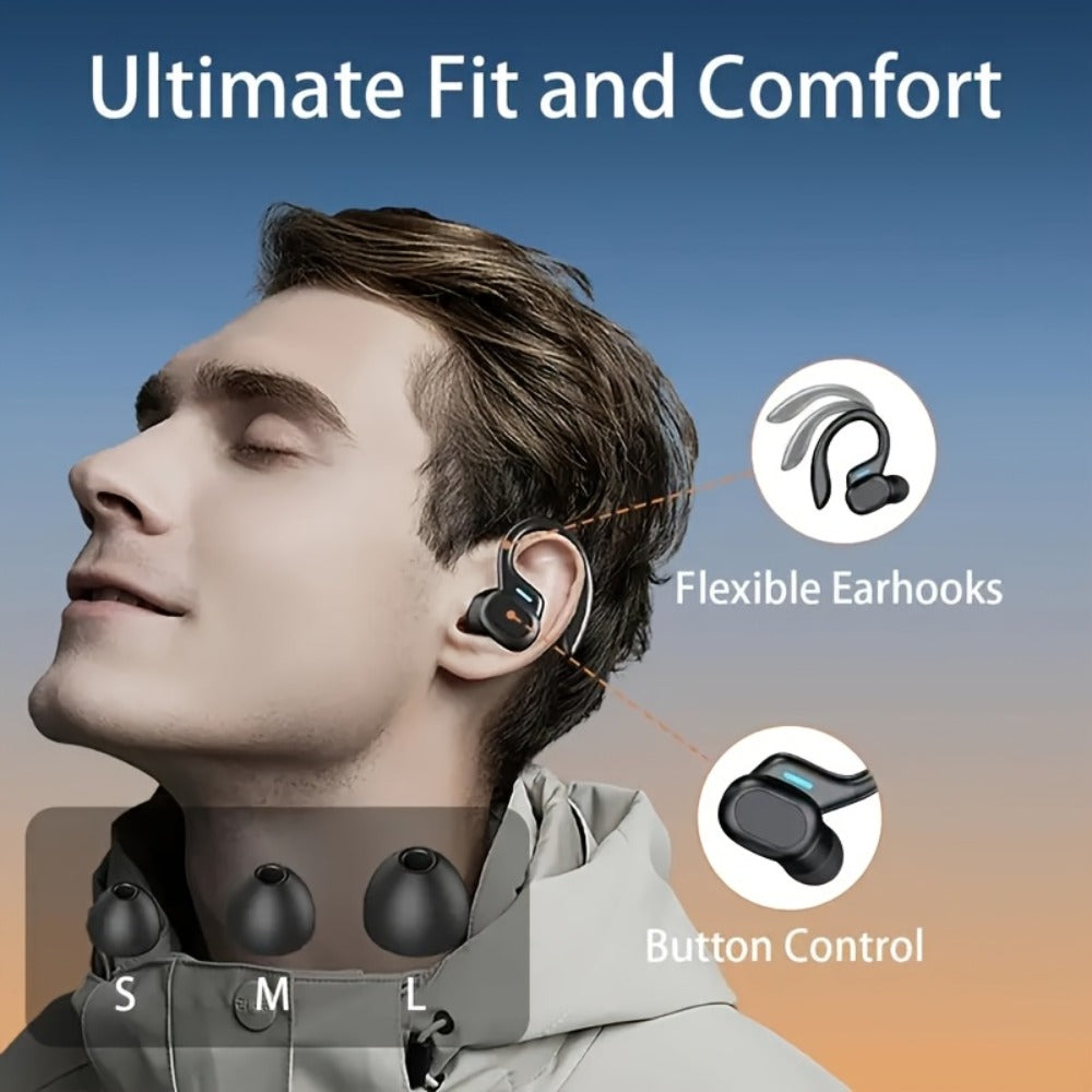 Wireless Earbuds Bluetooth 5.4 with LED Screen Case, Condenser Mic and Auto Pairing in Black