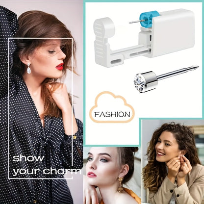 Disposable Ear Piercing Gun Set 8pcs - Stainless Steel Ear Stud Piercing Tool Kit for Entryways, Bedrooms and Living Spaces